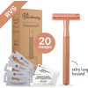 Bamboozy Safety Razor RVS + 20 Scheermesjes Rose Gold Goud voor Vrouwen Dames Zero Waste Duurzaam Scheermesje Veiligheidsscheermes