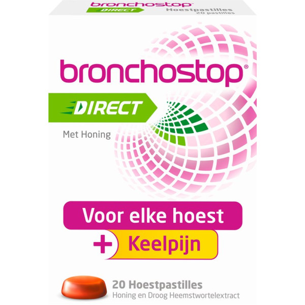 Bronchostop Direct - Hoestpastilles - Met honing – 20 stuks