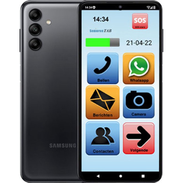 SeniorenTAB S604S - Senioren mobiele telefoon - op basis van Samsung - 32gb - 6.5 inch scherm - Zwart