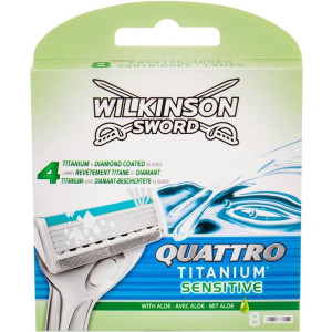 Wilkinson Sword Quattro Titanium Sensitive Razor Blades - 8pcs