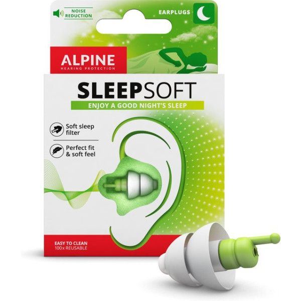 Alpine SleepSoft - Geluiddempende oordoppen voor slapen - Dempt snurkgeluid - SNR 25 dB - 1 paar